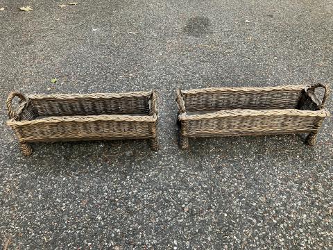 Antique Wicker Planter Baskets with Handles