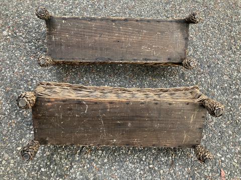 Antique Wicker Planter Baskets with Handles
